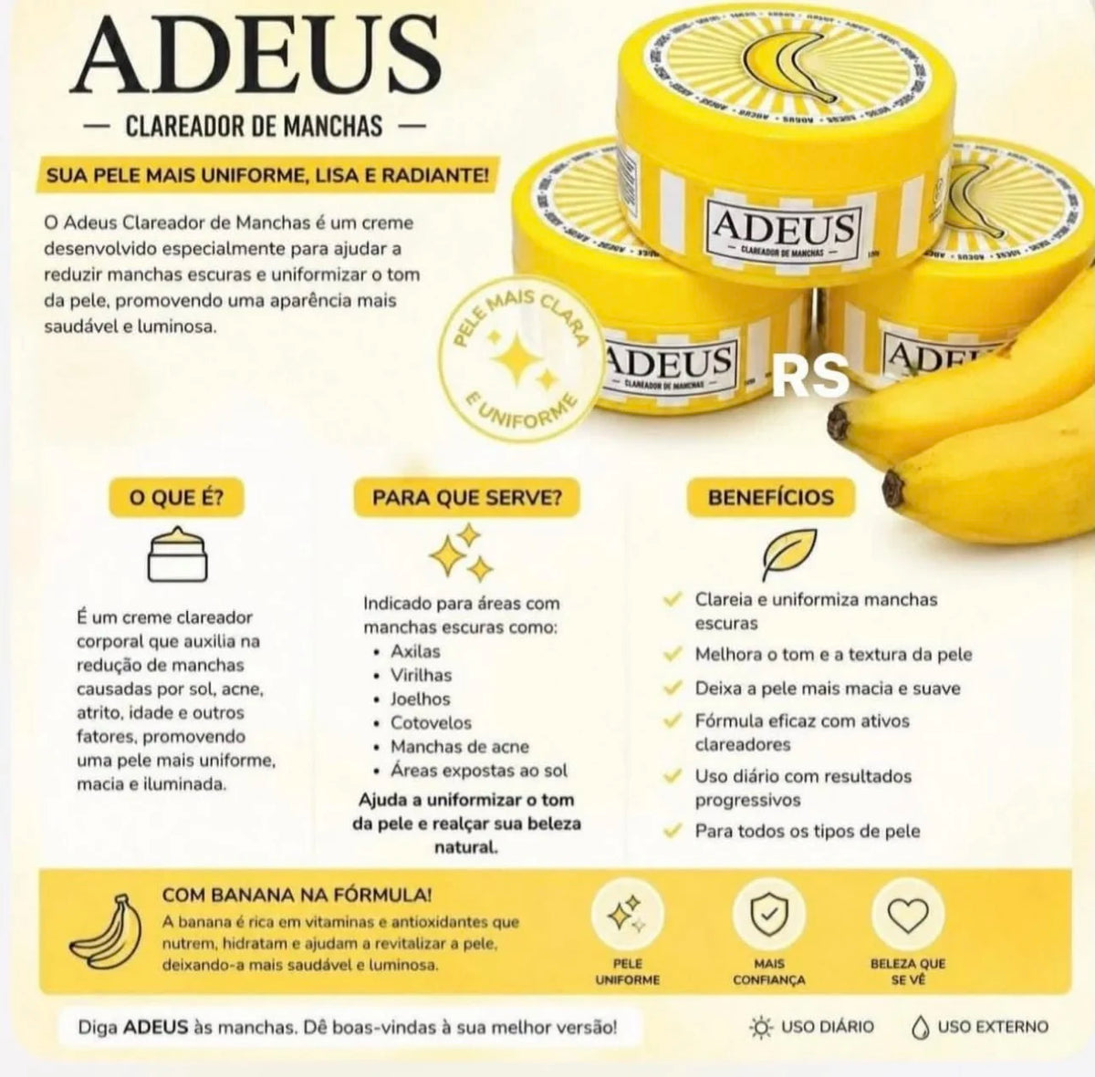 Body Care Moisturizer Duo Nourishing Firming Improve Skin Banana Blemish Wrinkles Marks Cream ADEUS Dark Spot Correcting Cream