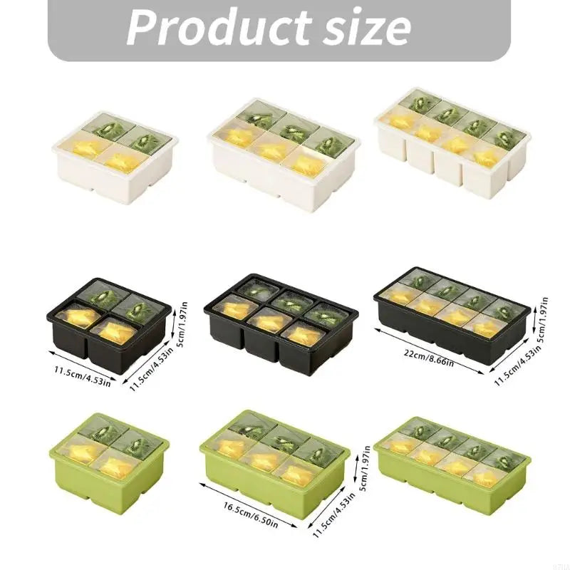 Silicone Ice Cubes Tray With Lid Easy Releases Flexible Mold For Homes Kitchen Party 4/6/8 Option 87HA