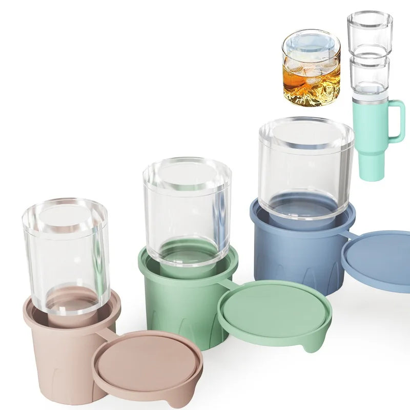 Ice Cube Tray for 30Oz-40Oz Tumbler Cup Silicone Ice Cube Tray with Lid and Bin for Freezer, Easy Fill and Release Cylinder Ice