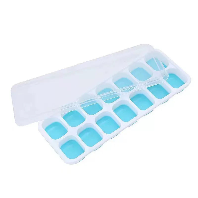 14 Cube Easy Release Ice Cube Mold Silicone Square Ice Cube Tray Mold with Lid Summer Kitchen Bar DIY Ice Cocktail Freezing Tool