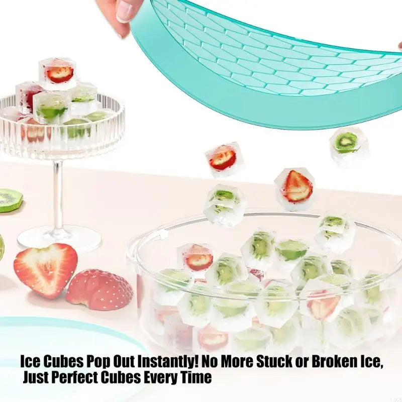 Silicone Ice Block Tray With Lid And Clear Storage Box Easy Releases Design For Freezers Cocktails And Cold Drink Y5GB