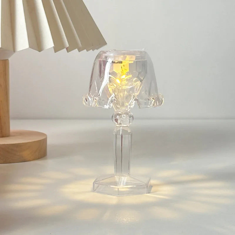 Mini Crystal Table Lamp Color Changing Battery Bedsides Lamp Night Light For Table Dinner Bar Bedroom Party Christmas LED Night
