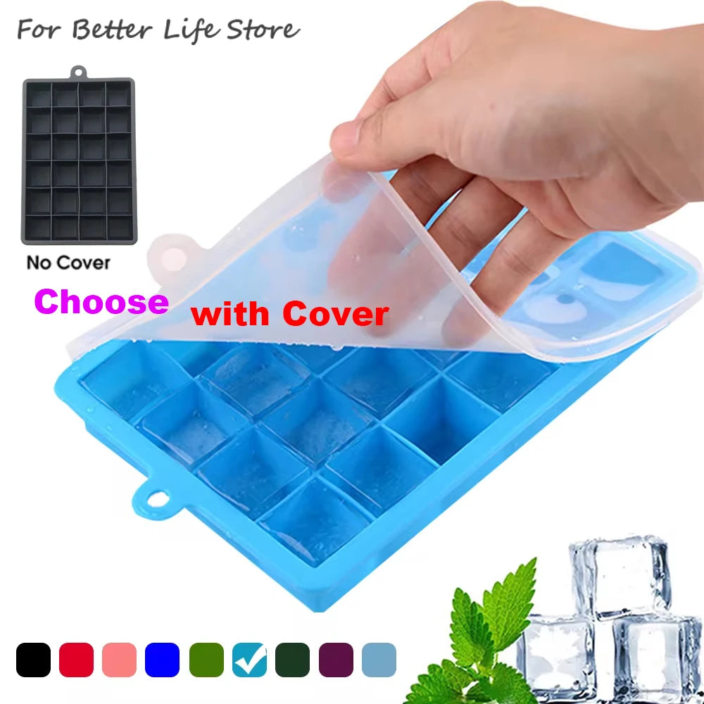 With Lid / No Lid 24-Hole Silicone Ice Tray Square Box Auxiliary Food Puree Cheese Jelly Mold Bar Kitchen Tool Cocktail Cube