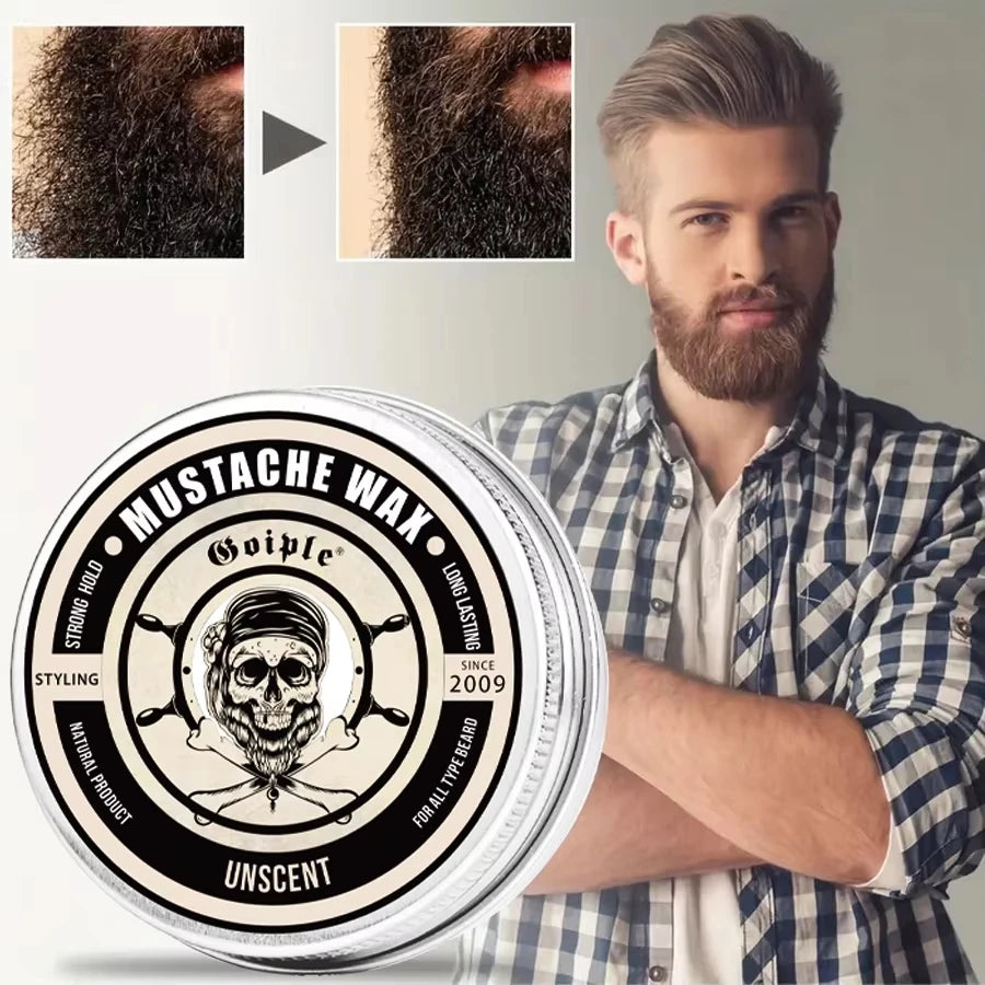Men's Unscented Beard Balm, Moisturizing Beards Care Butter, Non-greasy Facial Hair Styling Wax, Softening Smoothing Beard Cream