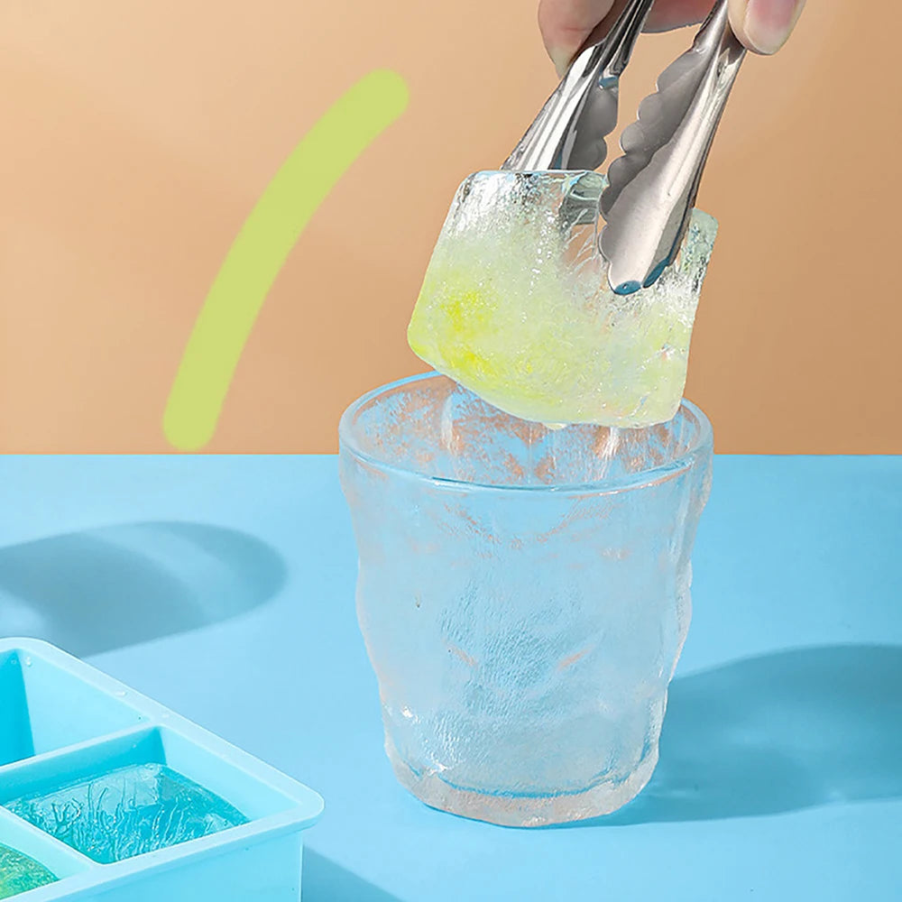 4/6/8/15 Large Grids Ice Cube Tray with Lid Food Grade Silicone Ice Cube Mold Flexible Ice Trays for Freezer Homemade DIY Drinks