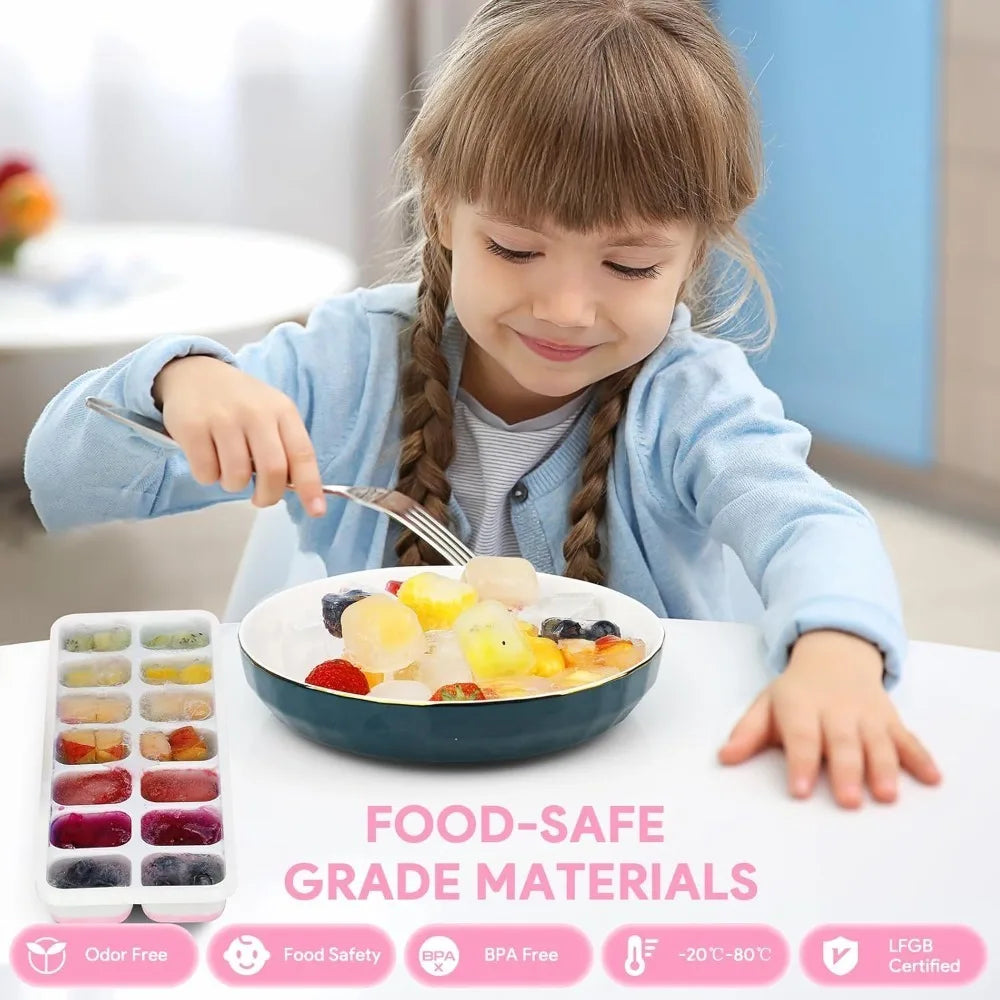 1pcs Silicone Ice Cube Mold Easy Release Flexible Mold With Spill Resistant Removable Lid Stackable Ice Trays With Covers