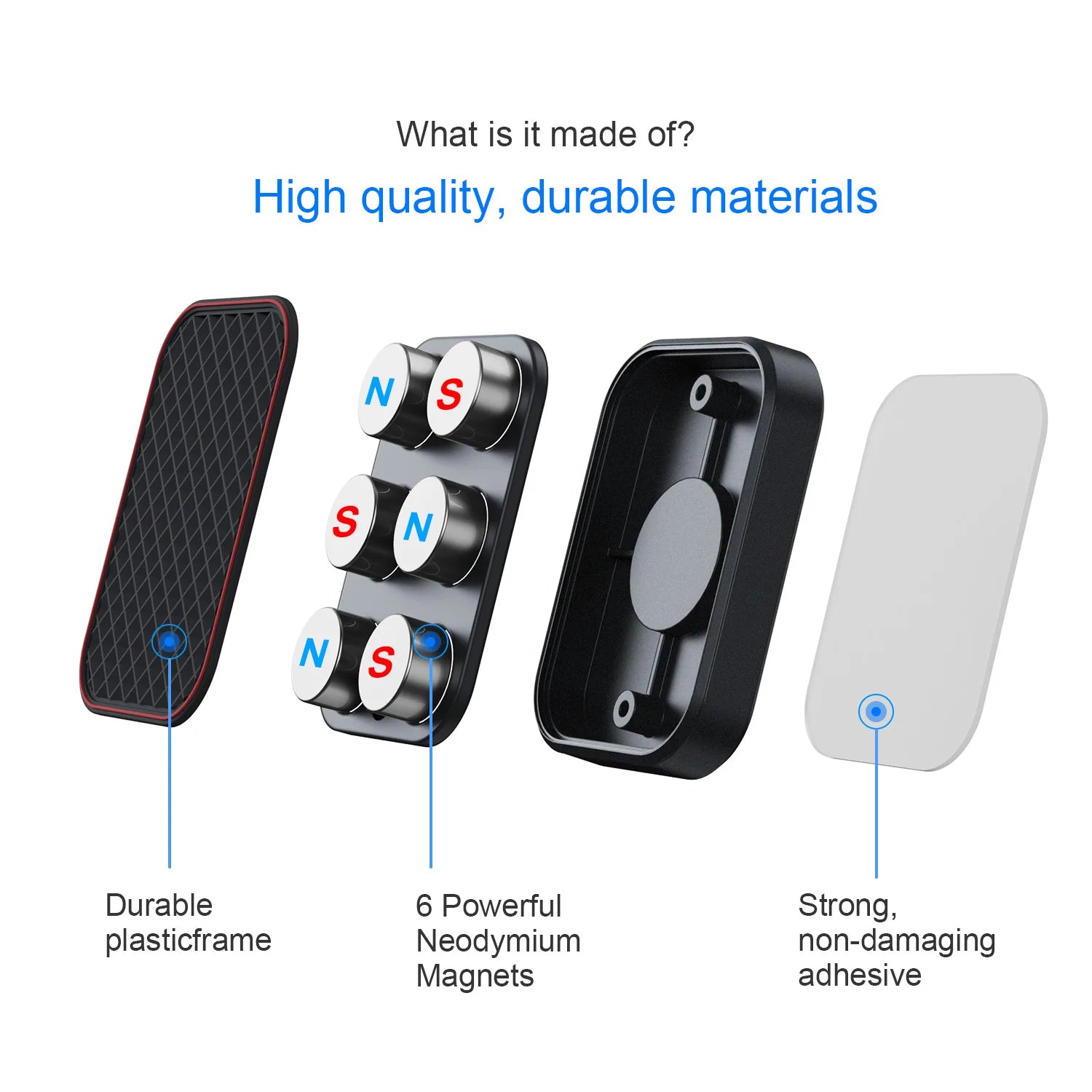 Magnetic Car Phone Mount Rectangle Flat Universal Car Phone Holder for Dashboard Fridge Desk Smartphone Holder Strong Magnets