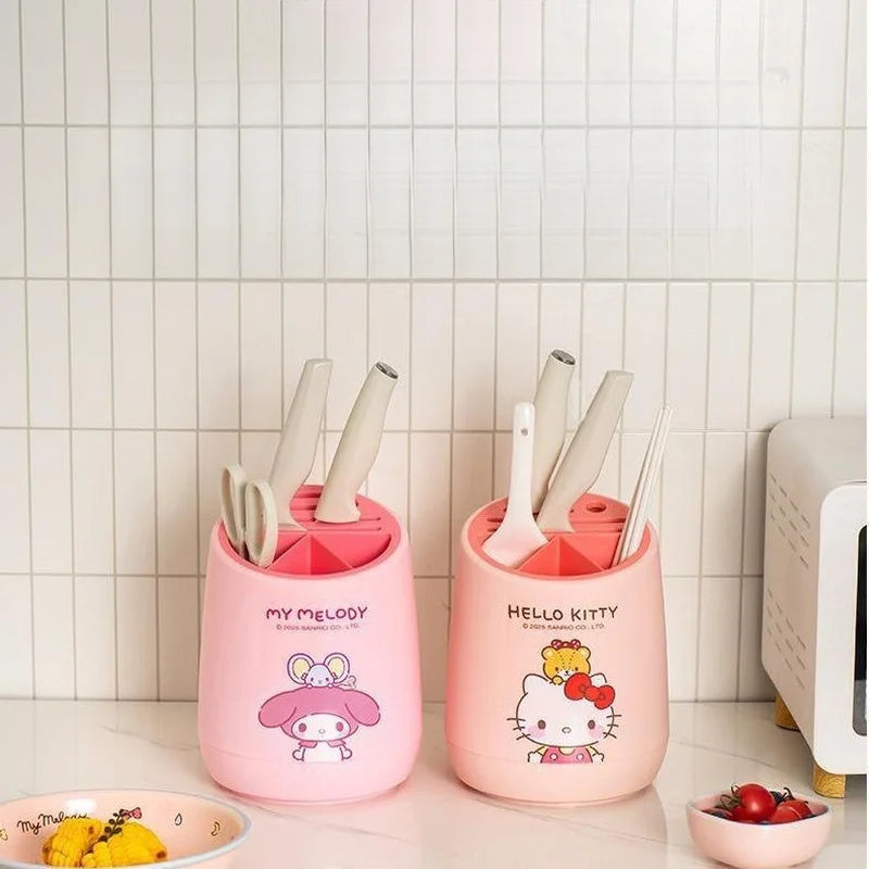 Hello Kitty Cartoon Kitchen Knife Storage Rack   Integrated Chopstick Holder and Drain Rack   Knife Block