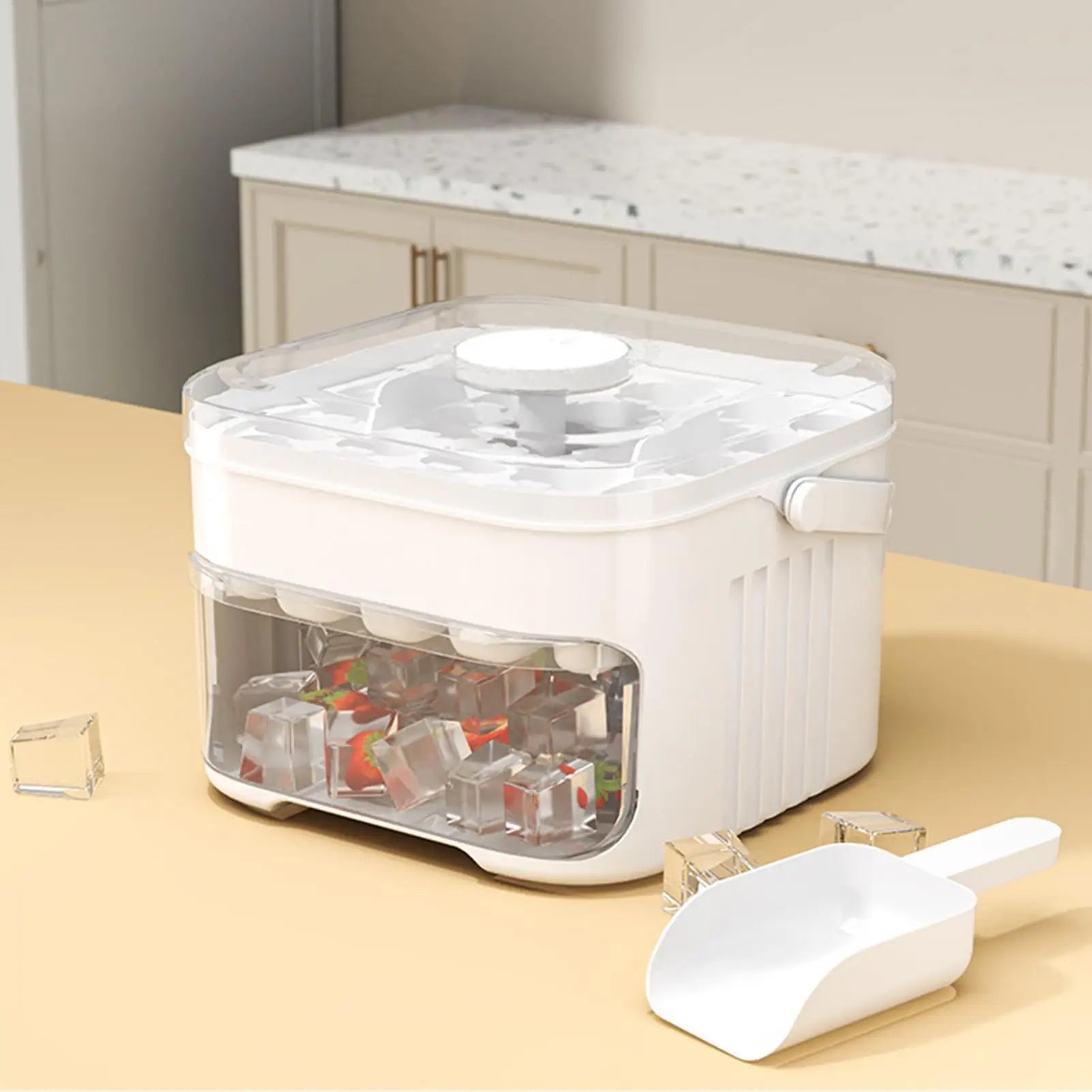Ice Tray With Lid Portable Easy Release Ice Molds Box for Beverages Whiskey Cocktails Sodas Juices Yogurt Lemonade Drinks Party