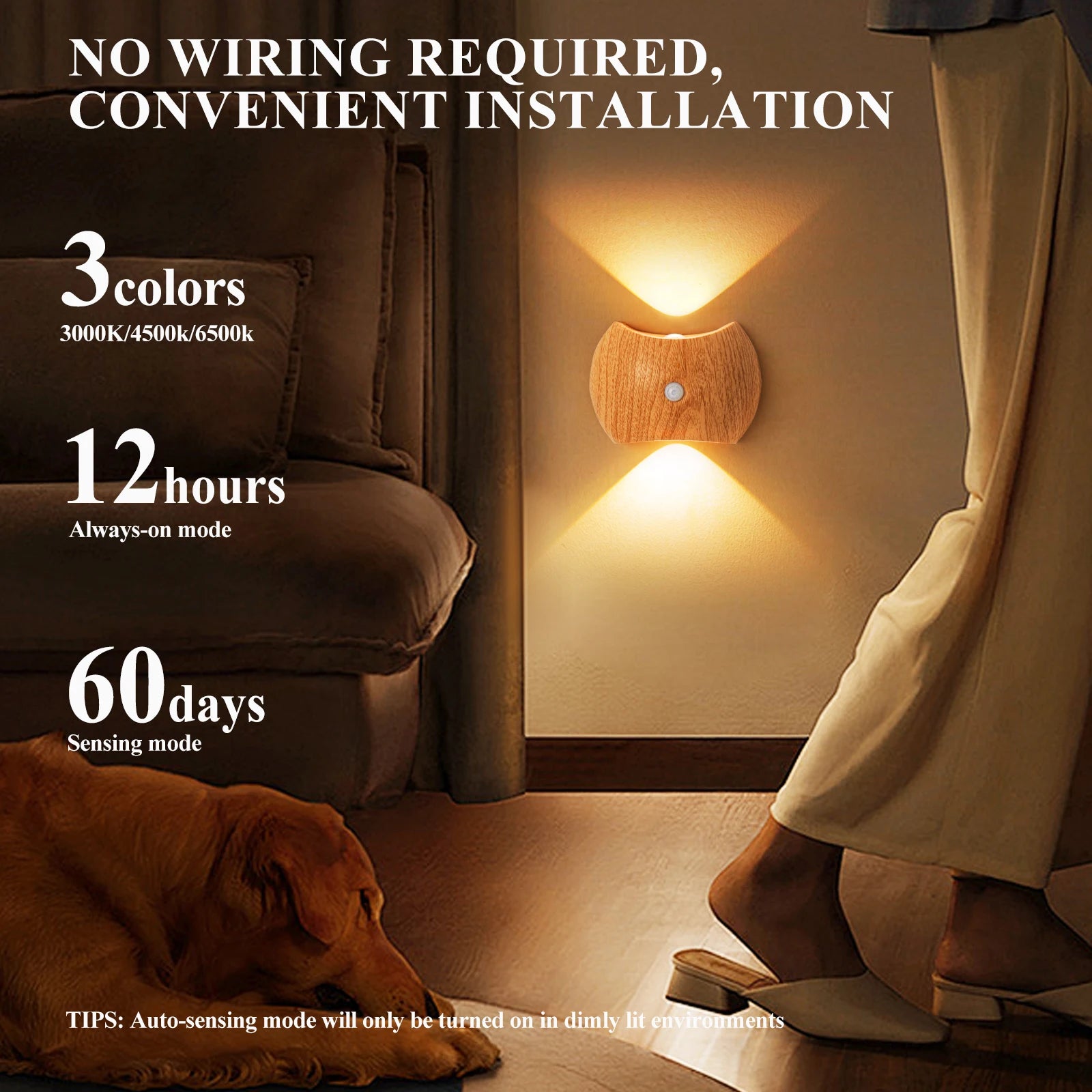 Smart Wall Lamp Sensor-activated Corridor Light USB Type-C Night Light Adjustable Garden Courtyard Wall Lamp Atmosphere Light