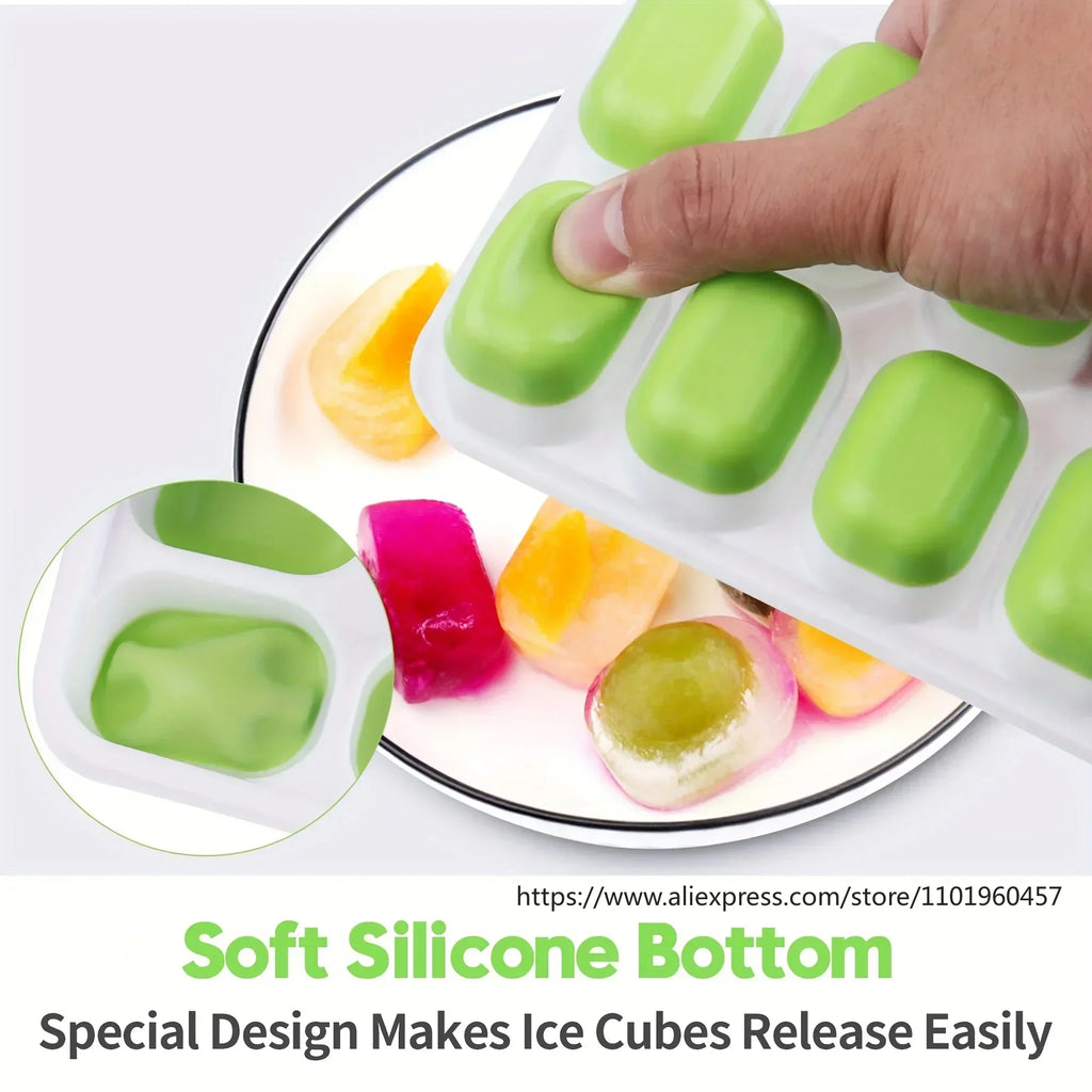 1pcs, Silicone Ice Cube Mold, Easy-Release & Flexible Mold With Spill-Resistant Removable Lid, Stackable Ice Trays With Covers