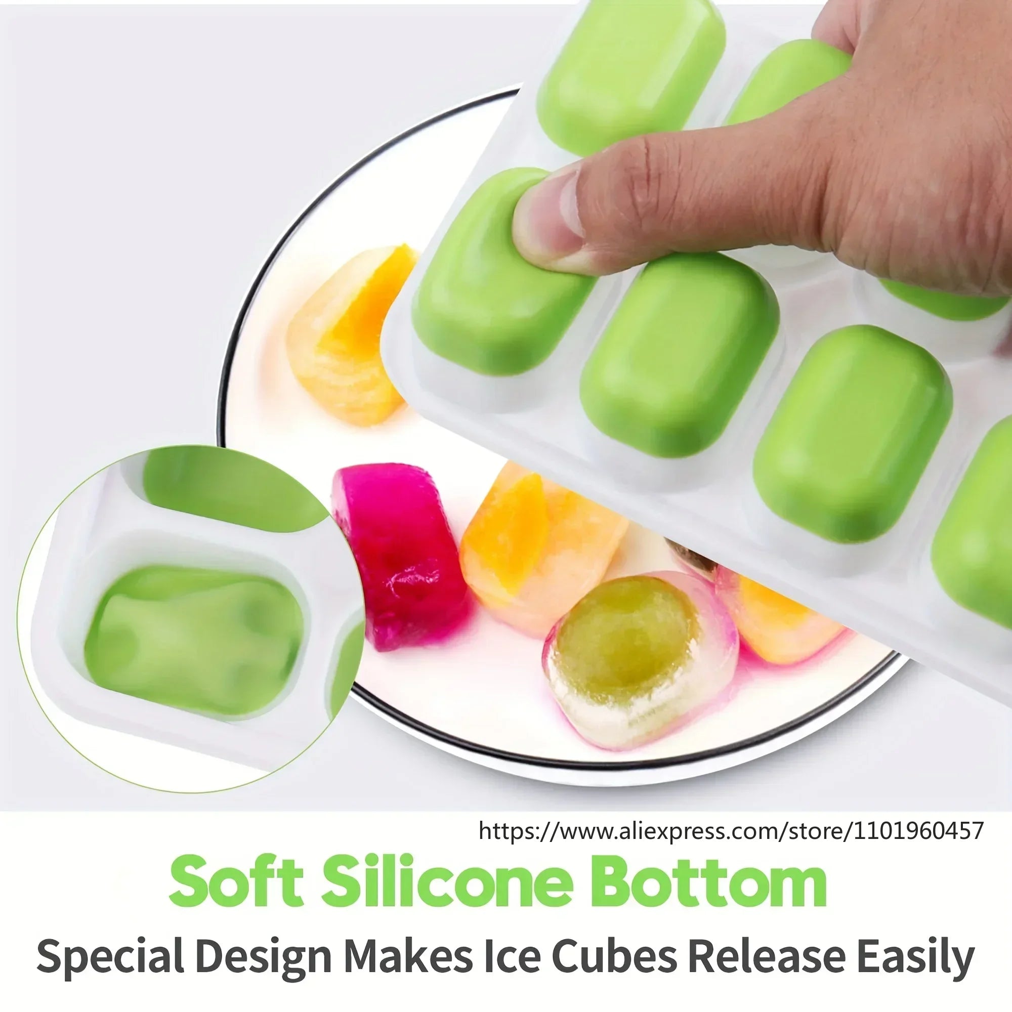 1pcs, Silicone Ice Cube Mold, Easy-Release & Flexible Mold With Spill-Resistant Removable Lid, Stackable Ice Trays With Covers