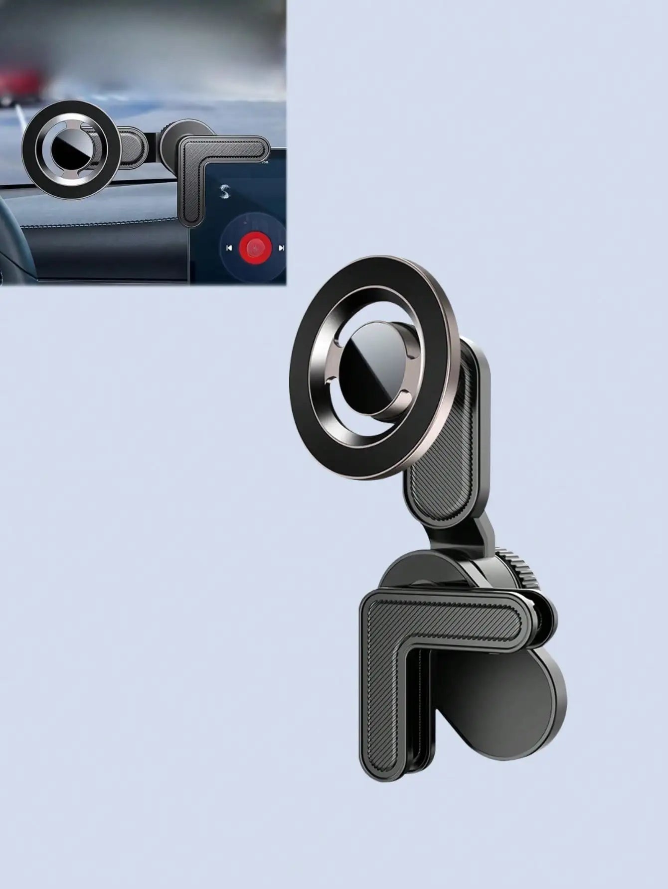 Magnetic Car Phone Mount - 360° Rotating Arm, Hands-Free Navigation, Universal for All Phones