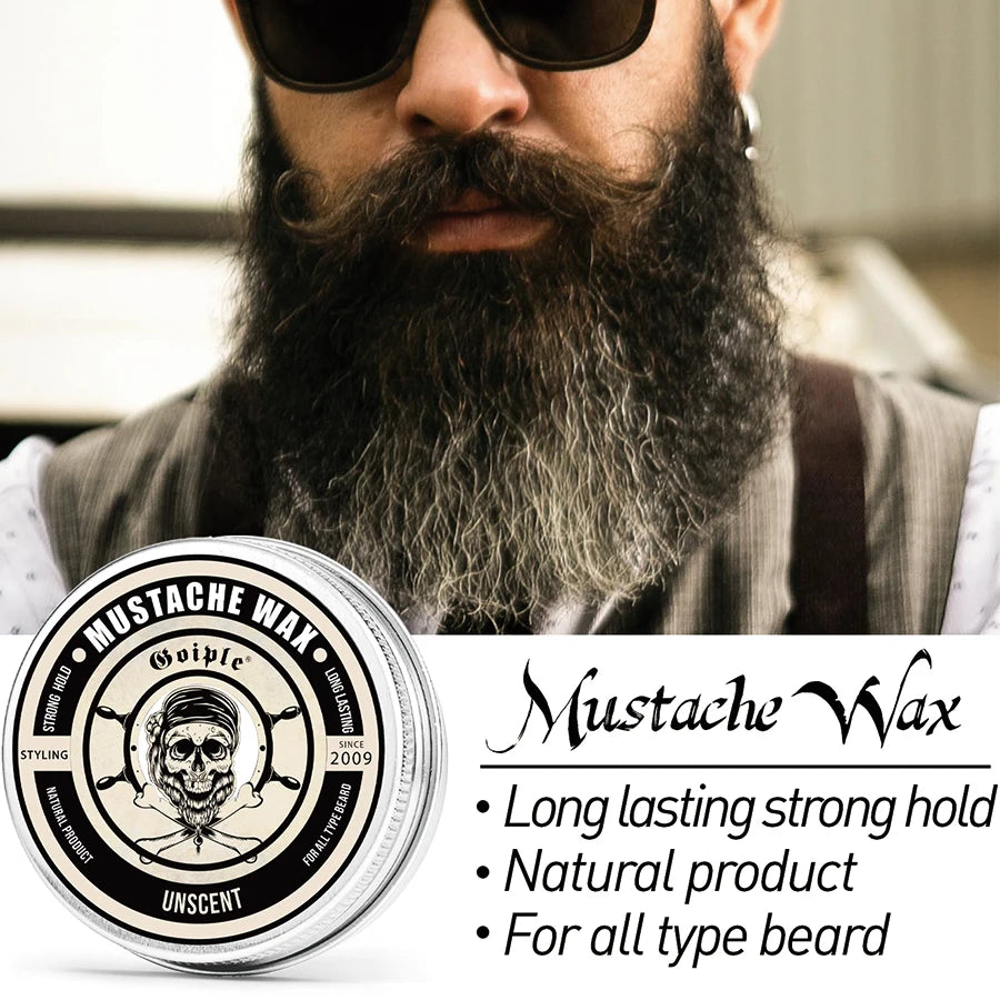 Men's Unscented Beard Balm, Moisturizing Beards Care Butter, Non-greasy Facial Hair Styling Wax, Softening Smoothing Beard Cream