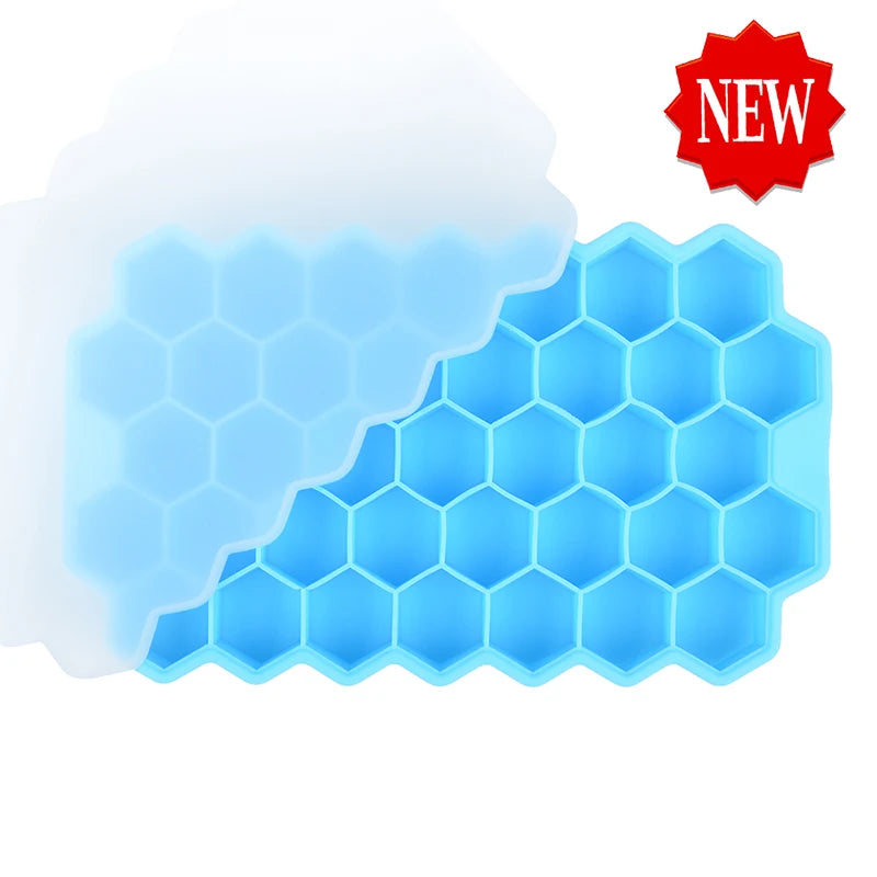 Silicone Honeycomb Movable 37 Ice Tray, with removable lid silicone ice cube mold, BPA-free