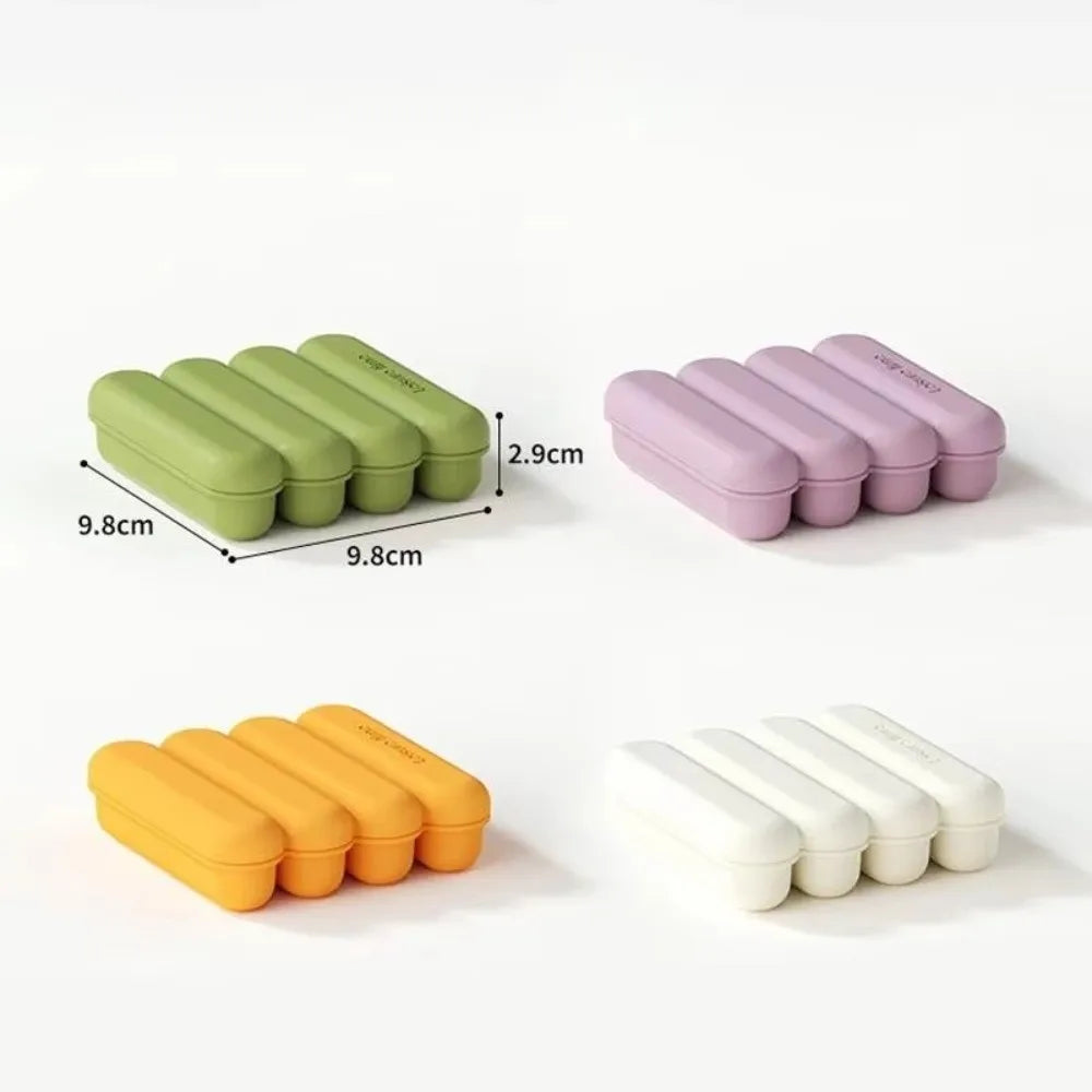 New 4 Grids Silicone Ice Cube Tray Leakproof With Lid Strip Ice Mold Easy Release Reusable Popsicle Mold