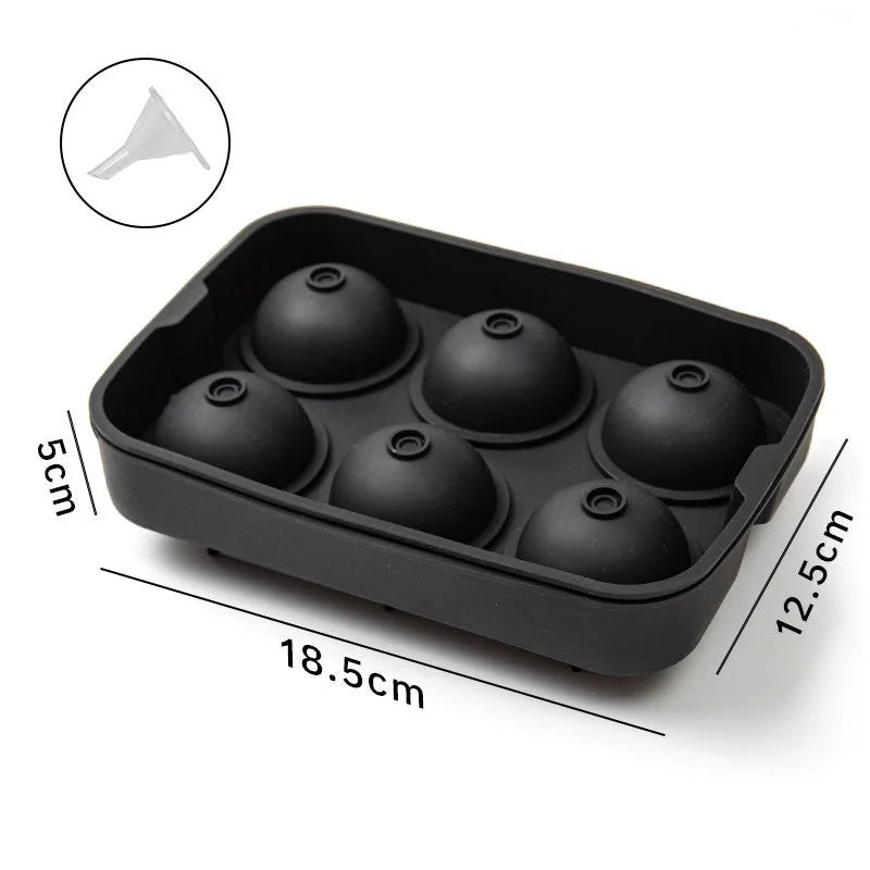 6 Cavity Ice Ball Mold Food Grade Silicone BPA Free Leakproof Easy Release Large Sphere Ice Tray with Lid for Whiskey Cocktails