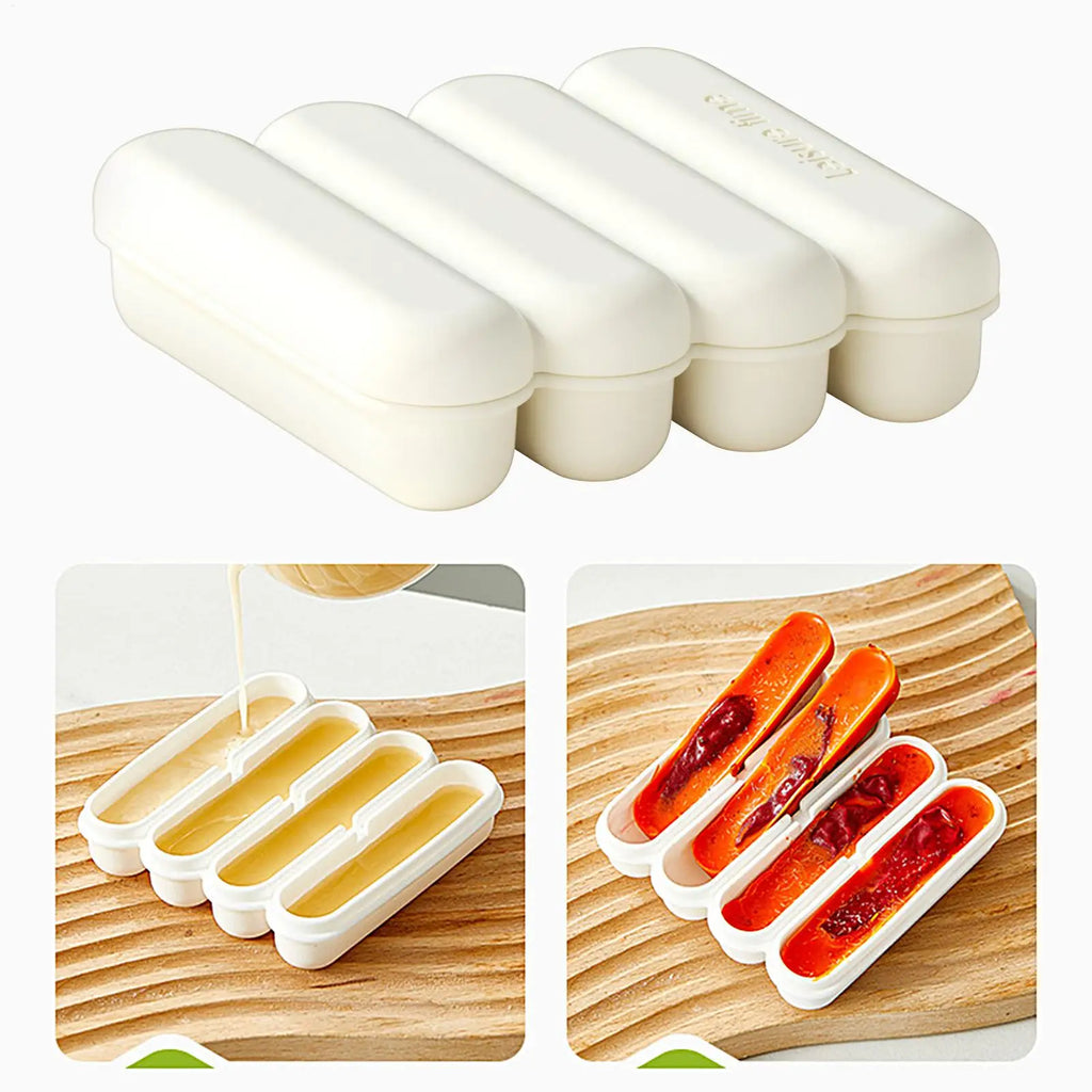 Ice Cubes Tray 4 Grid Silicone Ice Cubes Long Strip Whiskey Ice Tray Molds Easy Release Reusable Ice Cubes with No-Spill  Lid
