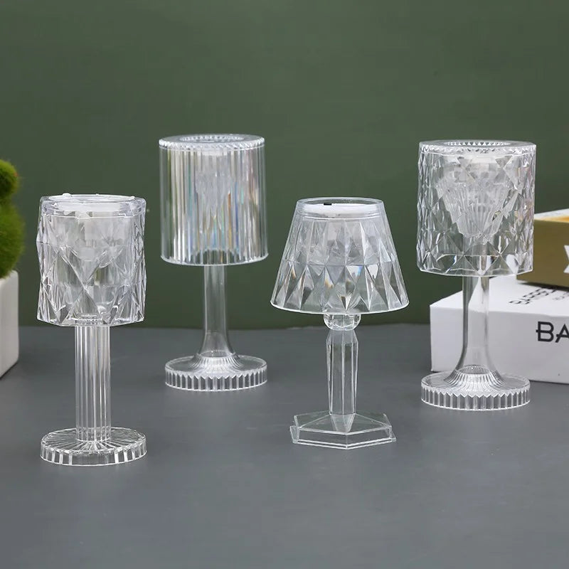 Mini Crystal Table Lamp Color Changing Battery Bedsides Lamp Night Light For Table Dinner Bar Bedroom Party Christmas LED Night