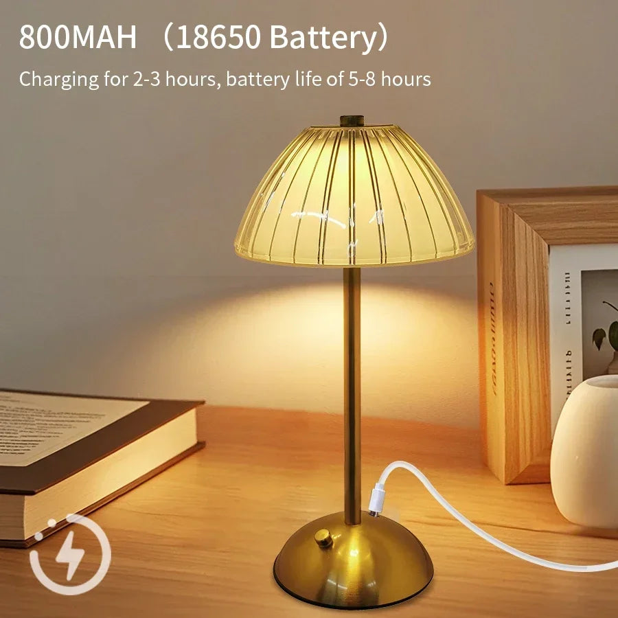 Crystal LED Table Decor Light Touch Sensor Desktop Night Light Rechargeable Reading Lamp for Bedroom Bedside Hotel Bar Decor