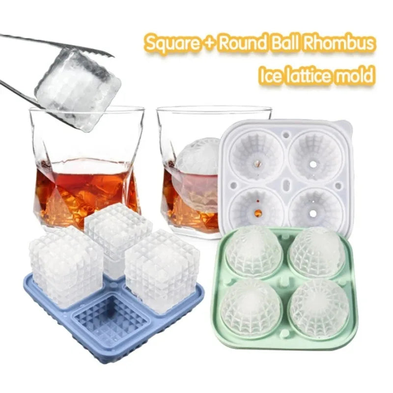 Ice Cube Tray Silicone with Lid Round Square Ice Ball Mold Spherical Silicone Ice Cube Mold for Kitchen Cocktail Whiskey Drink