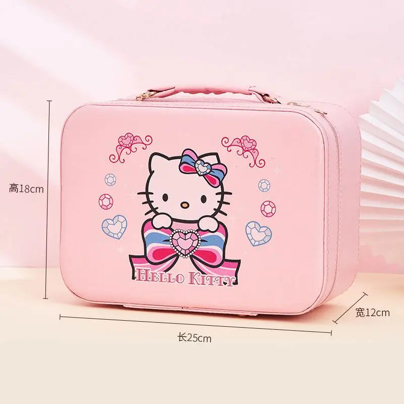 Cartoon Makeup Box - Women's Portable Skin Care Storage Organizer - Large Capacity PU Leather Handbag