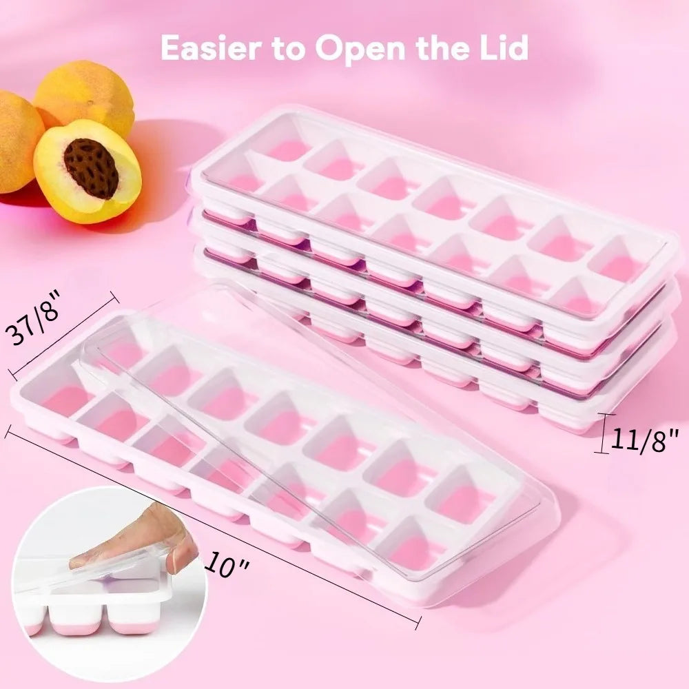1pcs Silicone Ice Cube Mold Easy Release Flexible Mold With Spill Resistant Removable Lid Stackable Ice Trays With Covers