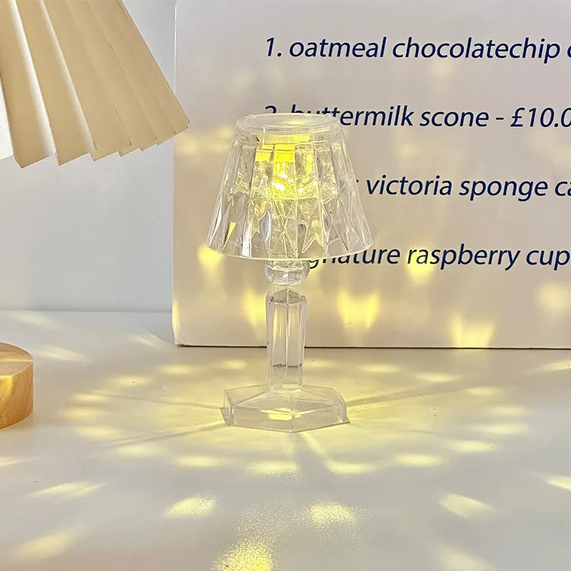 Mini Crystal Table Lamp Color Changing Battery Bedsides Lamp Night Light For Table Dinner Bar Bedroom Party Christmas LED Night