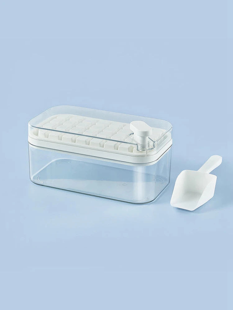 32Grid Silicone Mold Ice Cube Tray with Lid Shovel Storage Box Remove With One Click Ice Maker DIY Whiskey Cocktail Tools Summer