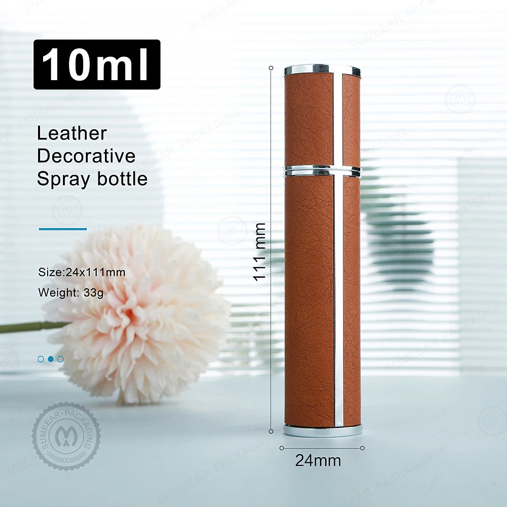 Pack of 10 10ml Luxury Perfume Spray Bottles with Leather Exterior And Glass Liner Press-Type Hydrating Mist for Personal Care