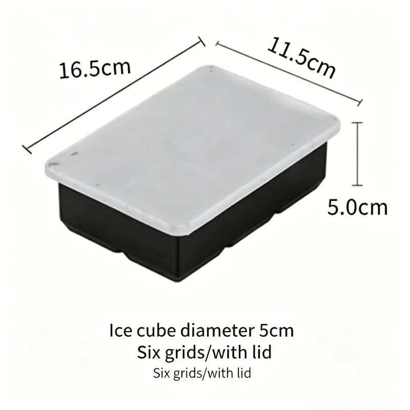 6 Cavity Ice Ball Mold Food Grade Silicone BPA Free Leakproof Easy Release Large Sphere Ice Tray with Lid for Whiskey Cocktails