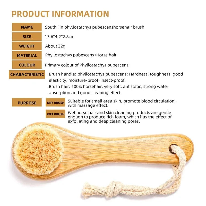 1Pc Beauty Skin Care Brush Face Cleansing Brush Soft Natural Bamboo Hair Facial Cleansing Massage Portable Wash Deep Clean Face
