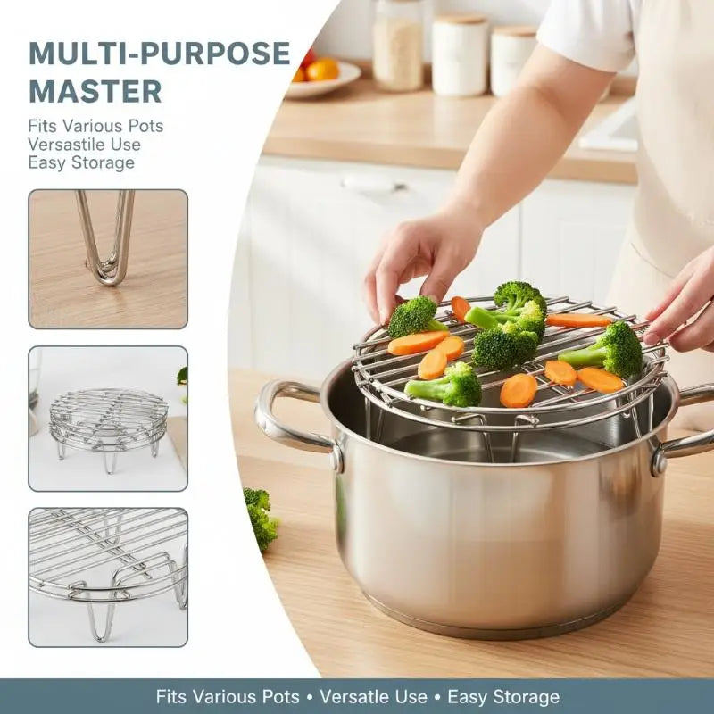 Kitchen Steaming Racks Grid Stainless Steel Cookware Steamer Rack Cooking Baking Pot Stand AirfryerGrill Food Accessories