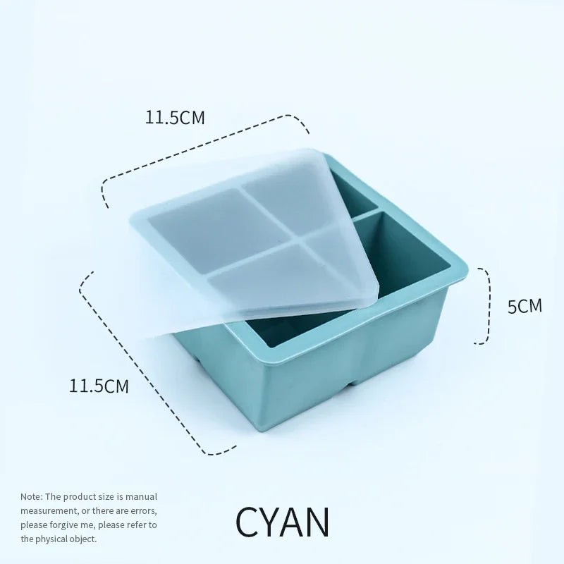 Silicone Large Ice Molds 2 Inch Big Ice Cube Trays with Removable Lid BPA-Free Easy Release and Stackable Flexible Ice Cube Tray