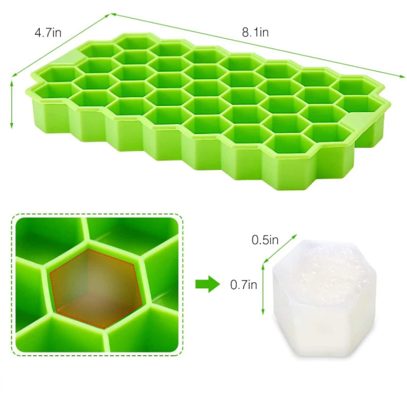 Silicone Honeycomb Movable 37 Ice Tray, with removable lid silicone ice cube mold, BPA-free