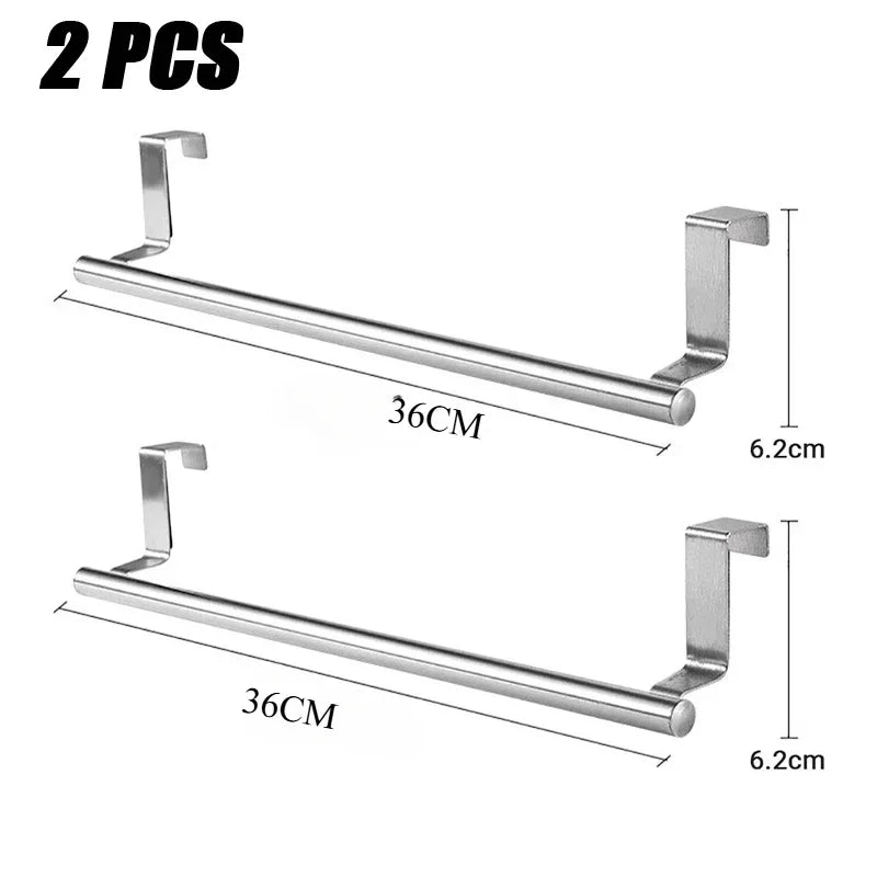 Kitchen Cabinet Door Towel Bar Stainless Steel Door Back Towel Hanging Holder Bathroom Punch-free Towels Hooks Home Organizer