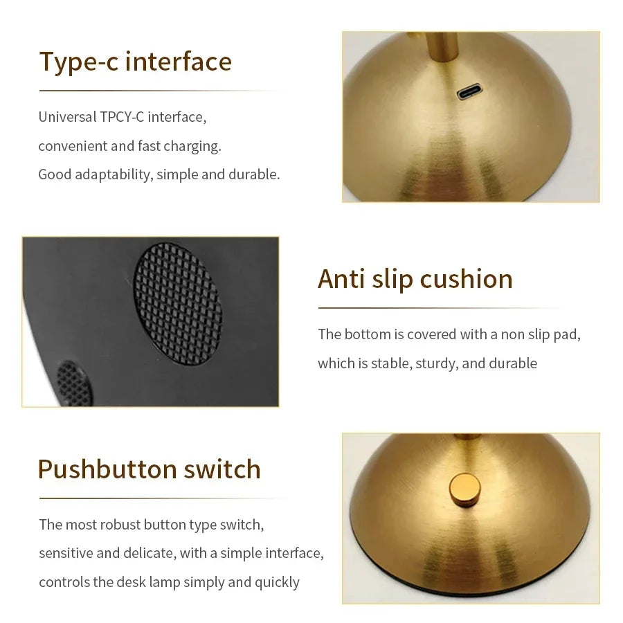 Crystal LED Table Decor Light Touch Sensor Desktop Night Light Rechargeable Reading Lamp for Bedroom Bedside Hotel Bar Decor