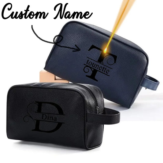 Personalized Name Stylish Portable Zipper Toiletry Bag, Large Capacity Makeup Organizer, Ideal for Skin Care Toiletries Storage