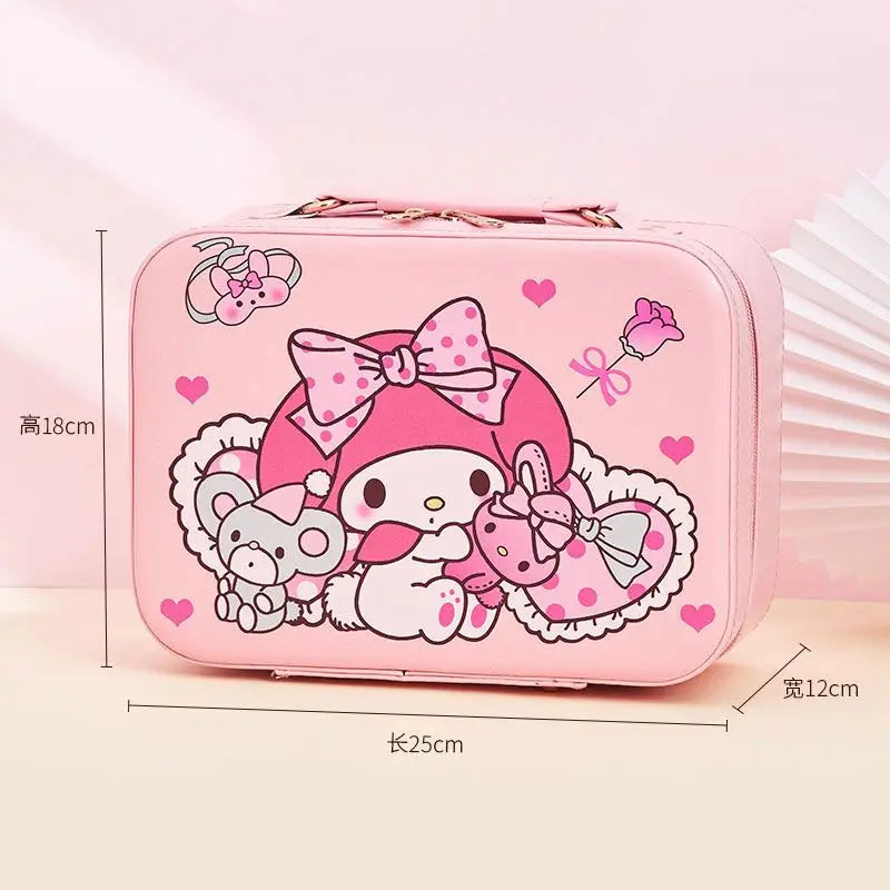Cartoon Makeup Box - Women's Portable Skin Care Storage Organizer - Large Capacity PU Leather Handbag