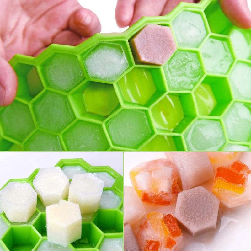 Silicone Honeycomb Movable 37 Ice Tray, with removable lid silicone ice cube mold, BPA-free