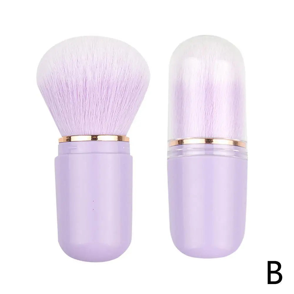 Portable Telescopic Makeup Brush Capsule Shape Foundation Powder Blush Brush Soft Synthetic Hair Travel Beauty Cosmetic Tool 1PC