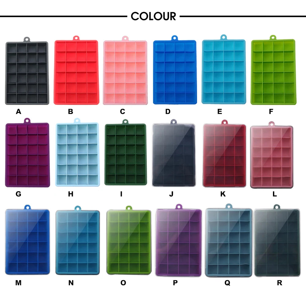 With Lid / No Lid 24-Hole Silicone Ice Tray Square Box Auxiliary Food Puree Cheese Jelly Mold Bar Kitchen Tool Cocktail Cube