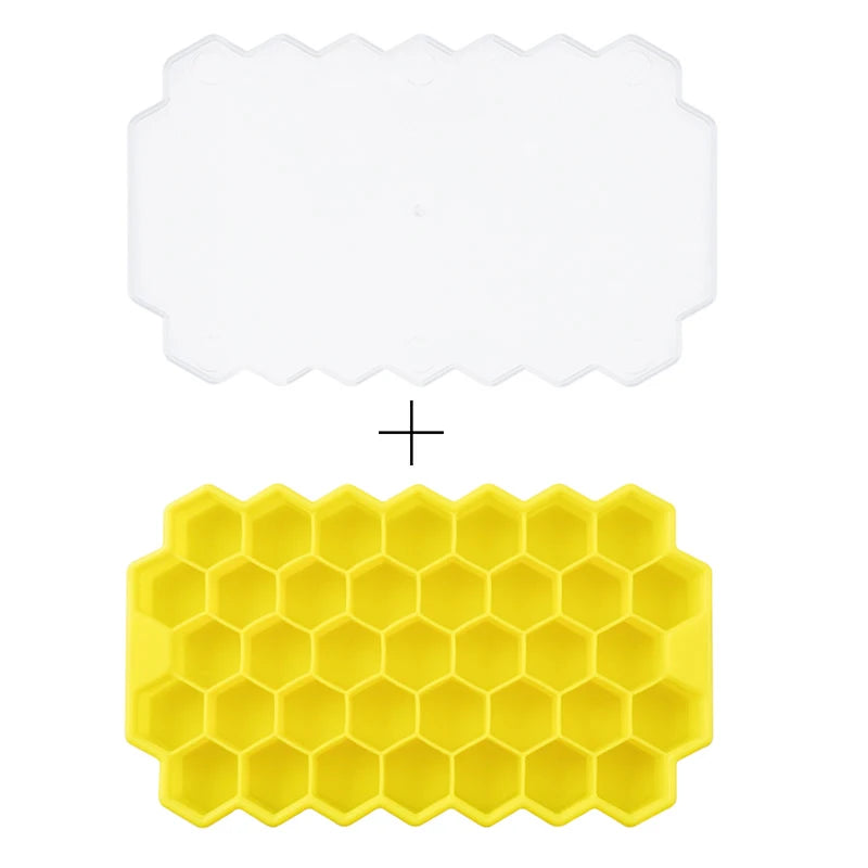 Silicone Honeycomb Movable 37 Ice Tray, with removable lid silicone ice cube mold, BPA-free