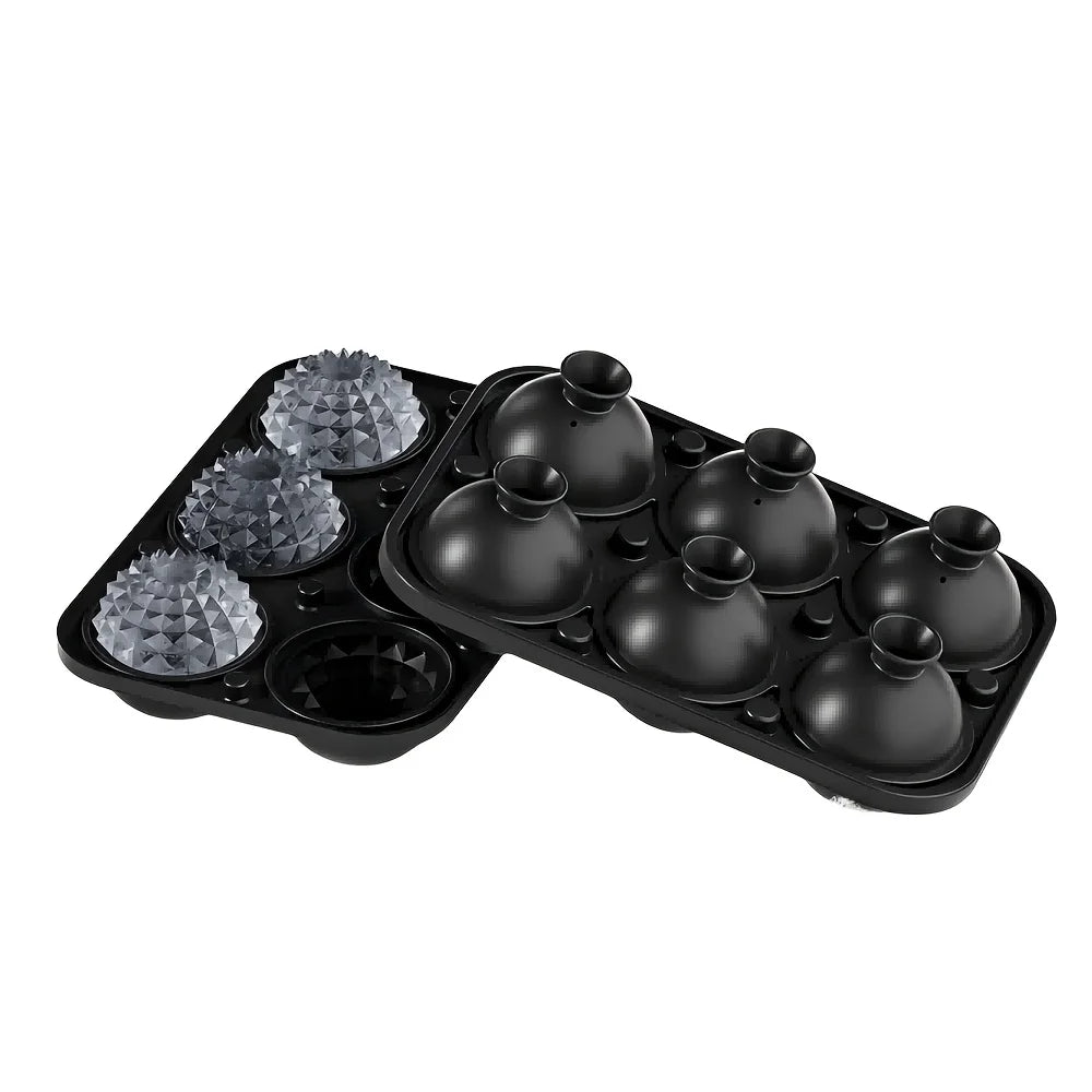 Ice Cube Mold Silicone Tray Easy Make Release Ice Ball Tools with Lid Funnel Perfect for Freezer Chilling Whiskey Parties Drinks