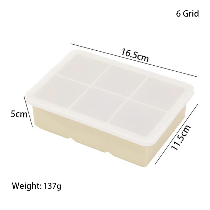 4/6/8/15 Large Grids Ice Cube Tray with Lid Food Grade Silicone Ice Cube Mold Flexible Ice Trays for Freezer Homemade DIY Drinks