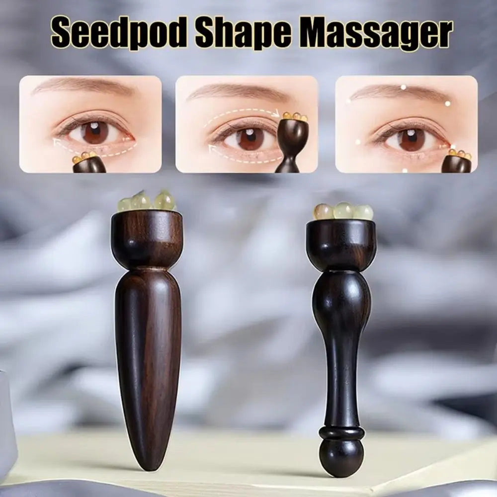 Hot Sandalwood Facial Massager Small Lotus Pod Wooden Beauty Skin Care Tool No Paint Eye Massage Stick Facial Skin Care