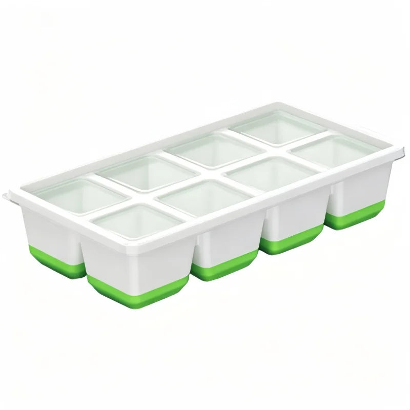 8 Grid Large Square Plastic Ice Tray with Lid, Soft Bottom Easy To Release Mold  Large Ice Cube Mold for Whiskey Cocktail