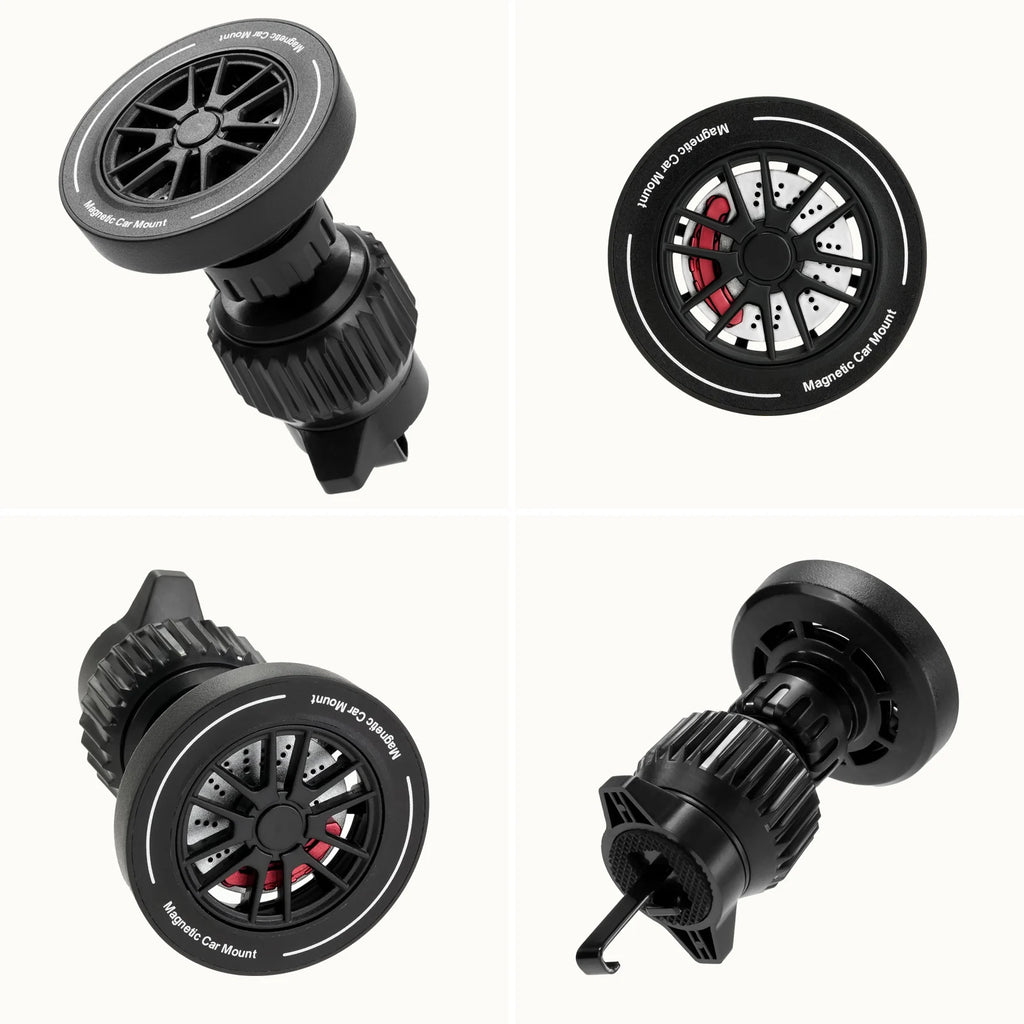 Magnetic Car Phone Mount – 4500 Gauss N52 Magnet, Wheel-Rim Design, Super Strong Phone Holder for Air Vent, for iPhone Android