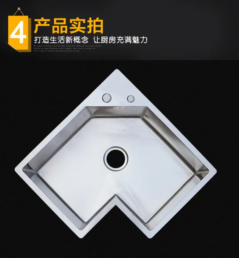 Kitchen Corner Special-shaped Sink, L-shaped Corner Sink, Large Single Tank Dishwashing Basins