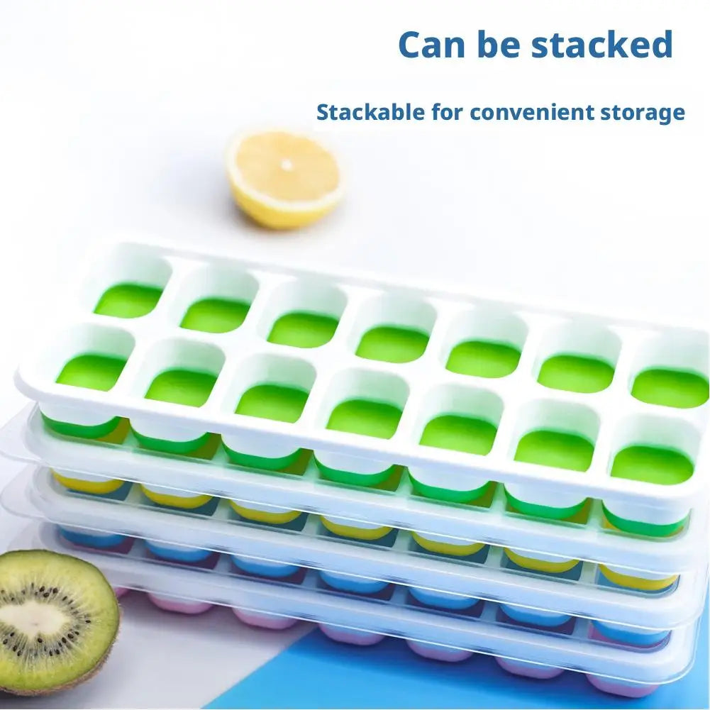 Ice Cube Tray Mold with Lid 14-Grid Ice Cube Trays Silicone Ice Mold with Removable Lid DIY Homemade Cocktail Freezer Mould